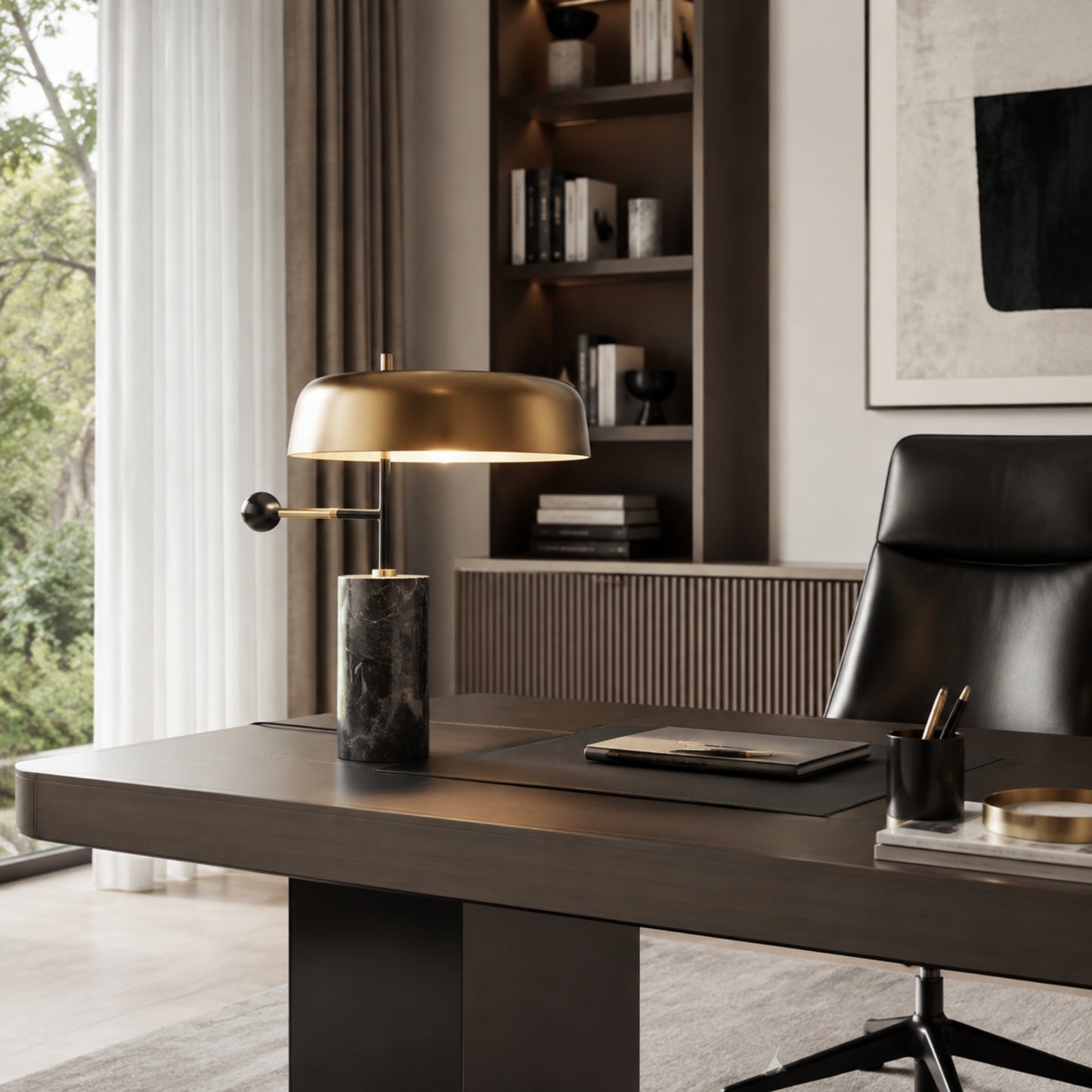 lampe a bureau avec ordinateur marbre haut de gamme doree