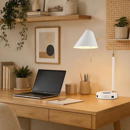 lampe a bureau blanche avec cadre scandinave station de charge