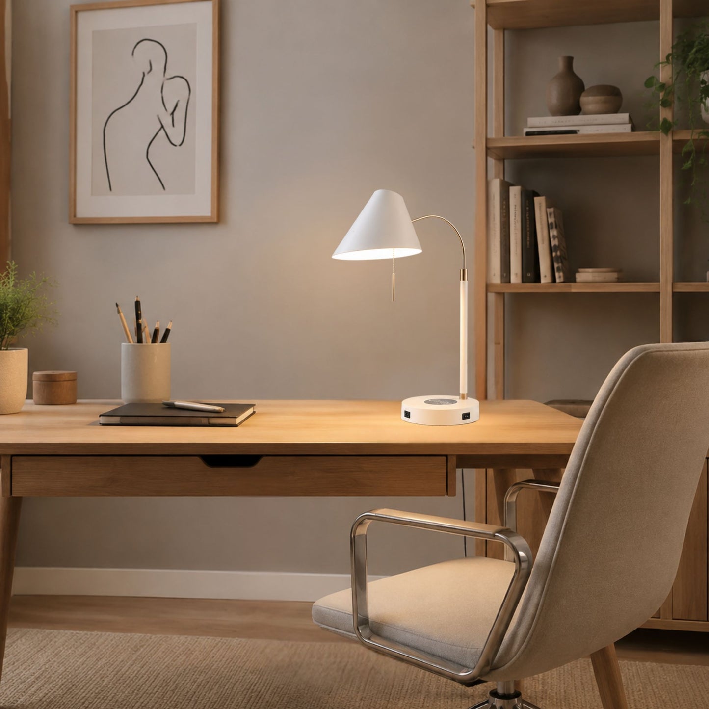 lampe a bureau blanche scandinave station de charge