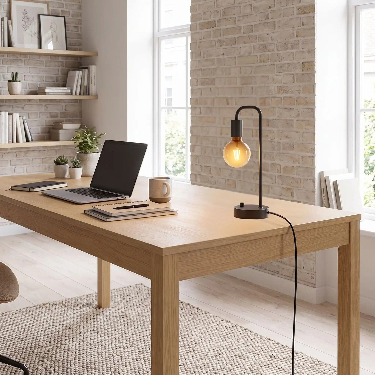 lampe a bureau mur brique industrielle intensite variable