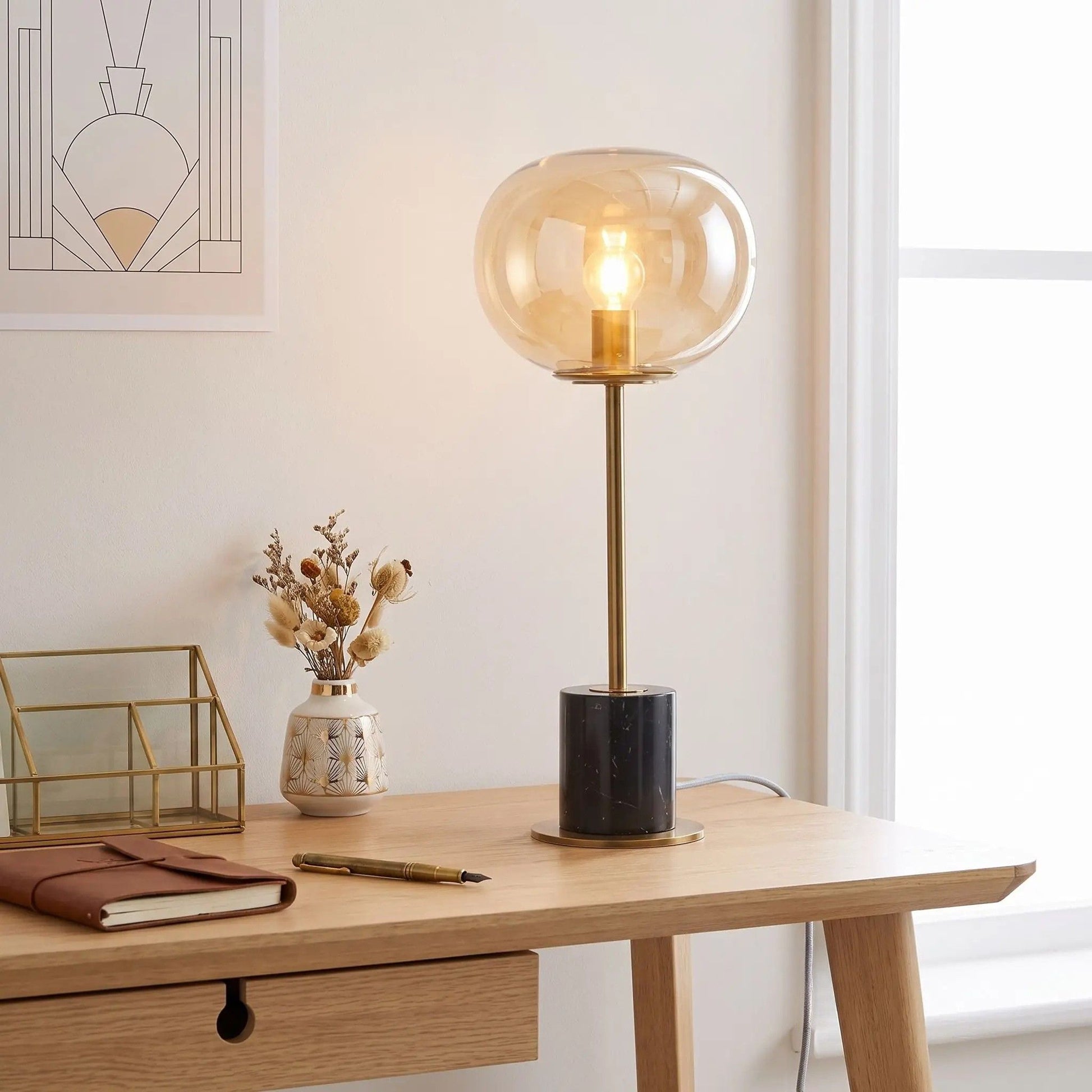 lampe a bureau noir art deco marbre