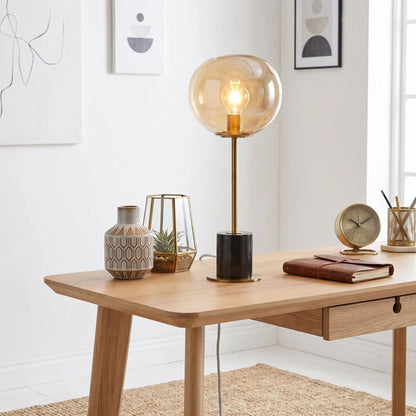 lampe a bureau noir avec vase art deco marbre