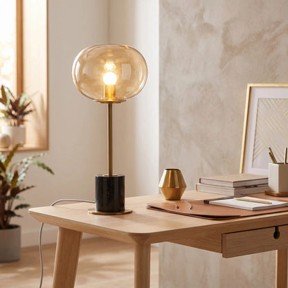 lampe a bureau noir sur bureau art deco marbre