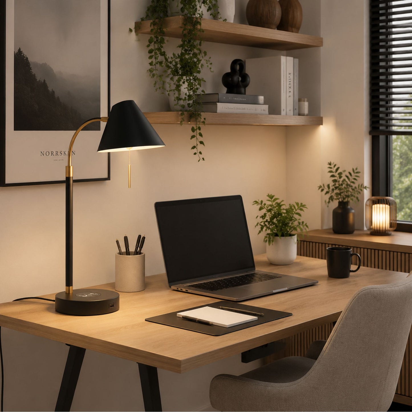 lampe a bureau scandinave station de charge