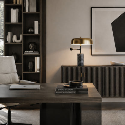 lampe a bureau sur console marbre haut de gamme doree