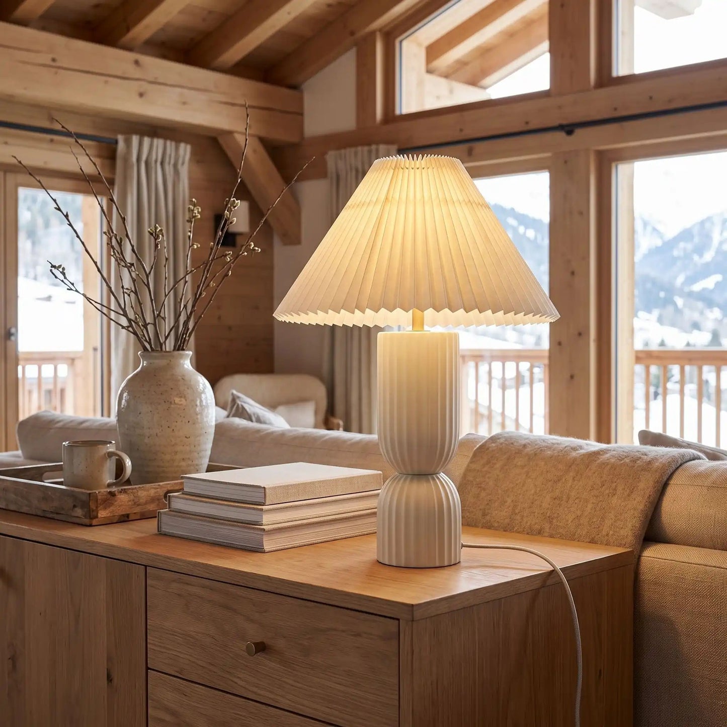 lampe à poser comptoir scandinave ceramique blanche