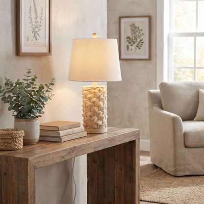 lampe à poser console sejour coastal rotin naturel