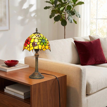 lampe a poser console sejour tiffany floral colore