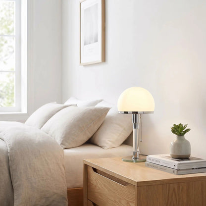 lampe à poser design chevet avec livre bauhaus nordique verre depoli