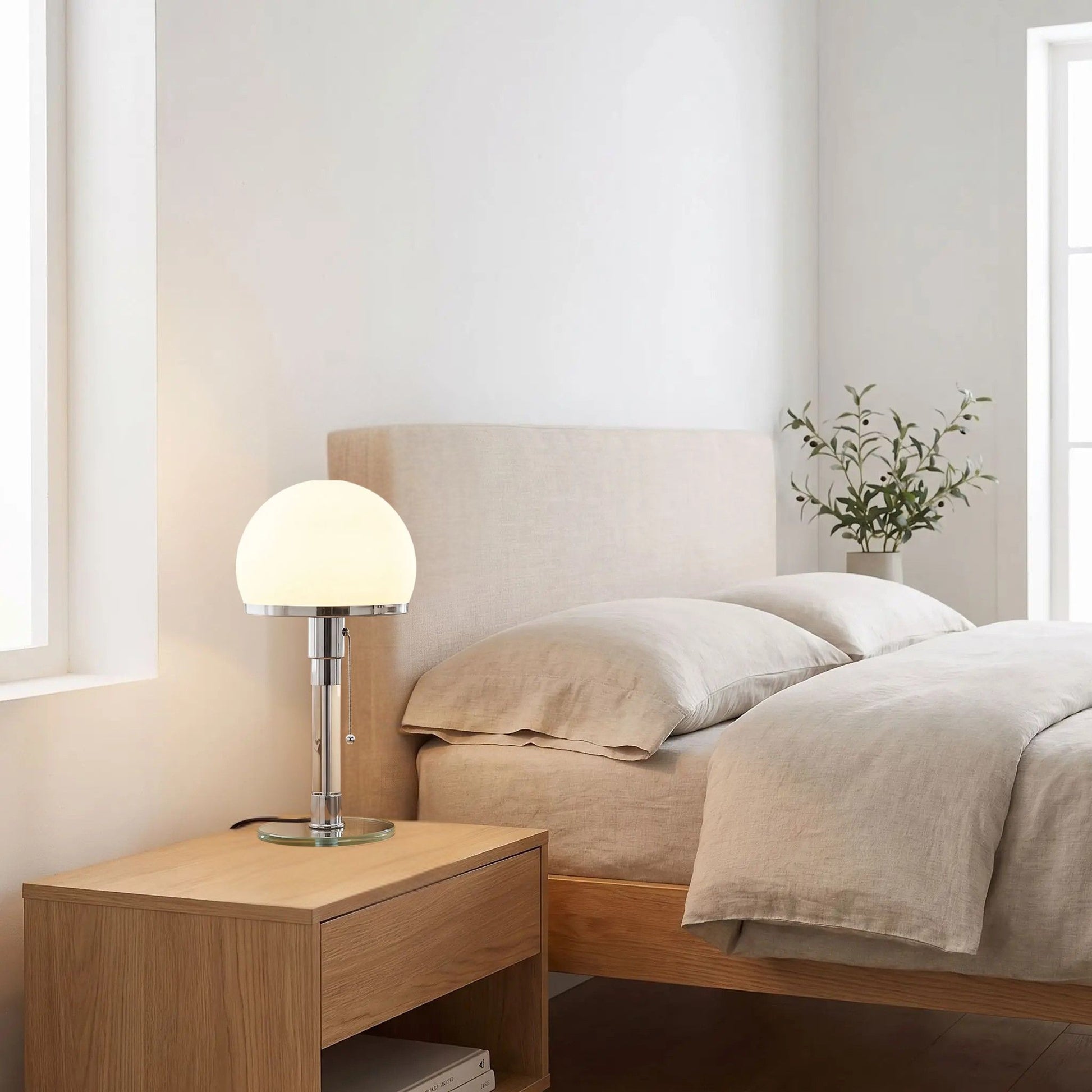 lampe à poser design chevet bauhaus nordique verre depoli