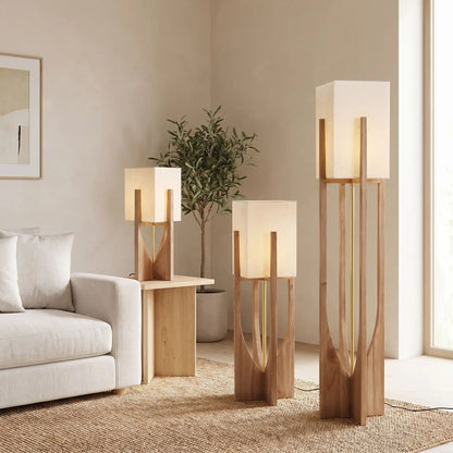 lampe à poser design collection bois naturel style wabi sabi japonais