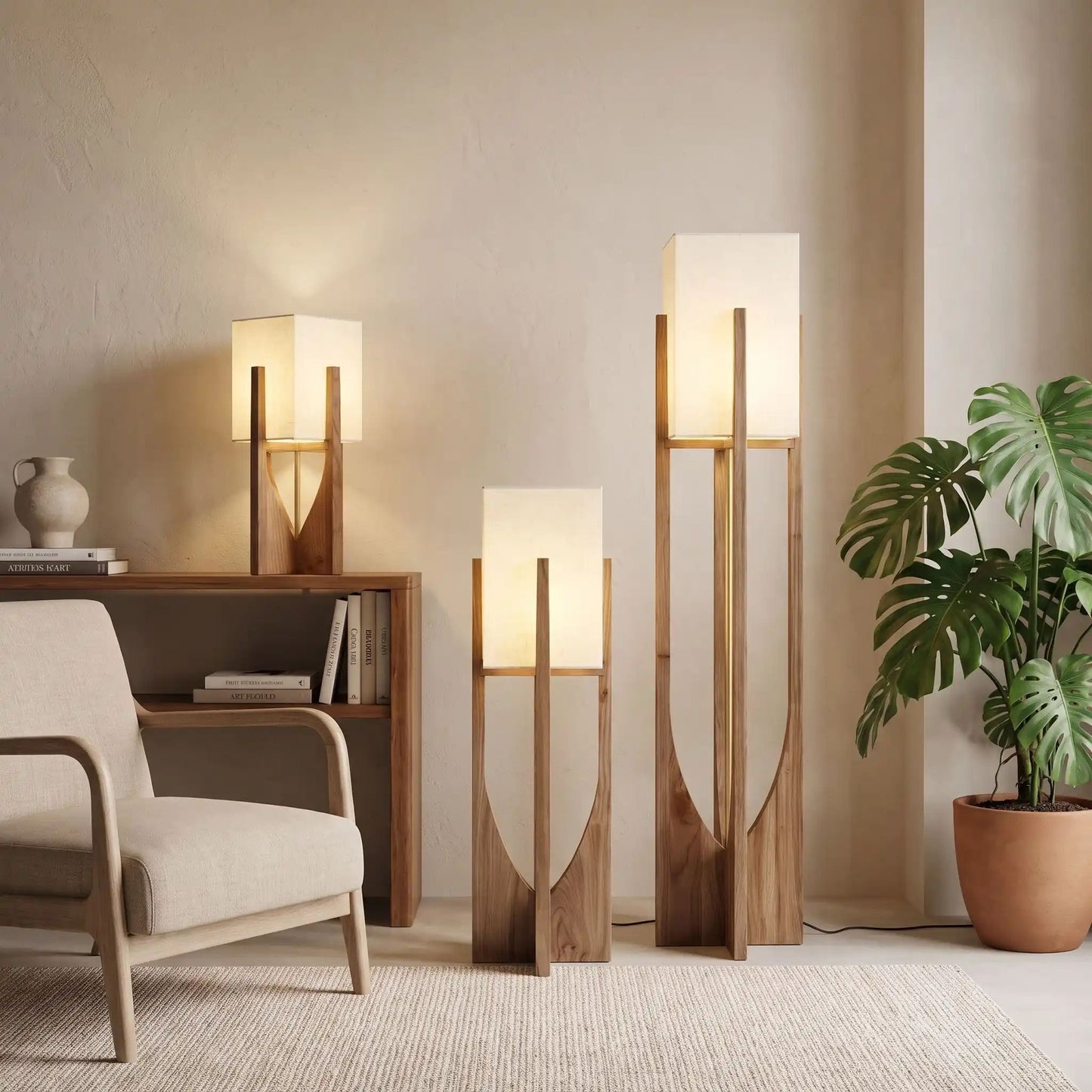 lampe a poser design collection noyer style wabi sabi japonais