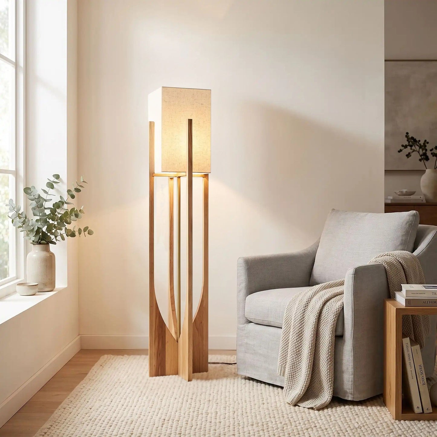 lampe a poser design naturel 145 cm style wabi sabi japonais