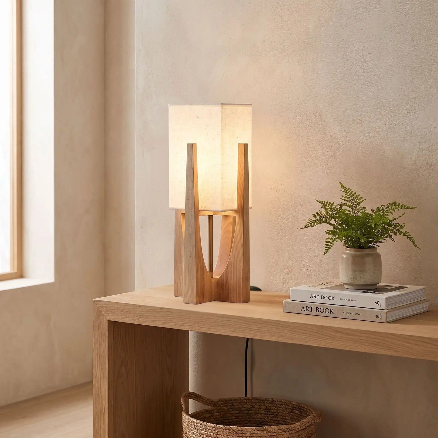 Lampe à poser design naturel 53 cm console sejour style wabi sabi japonais