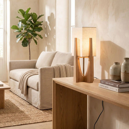 Lampe à poser design naturel 53 cm sejour style wabi sabi japonais