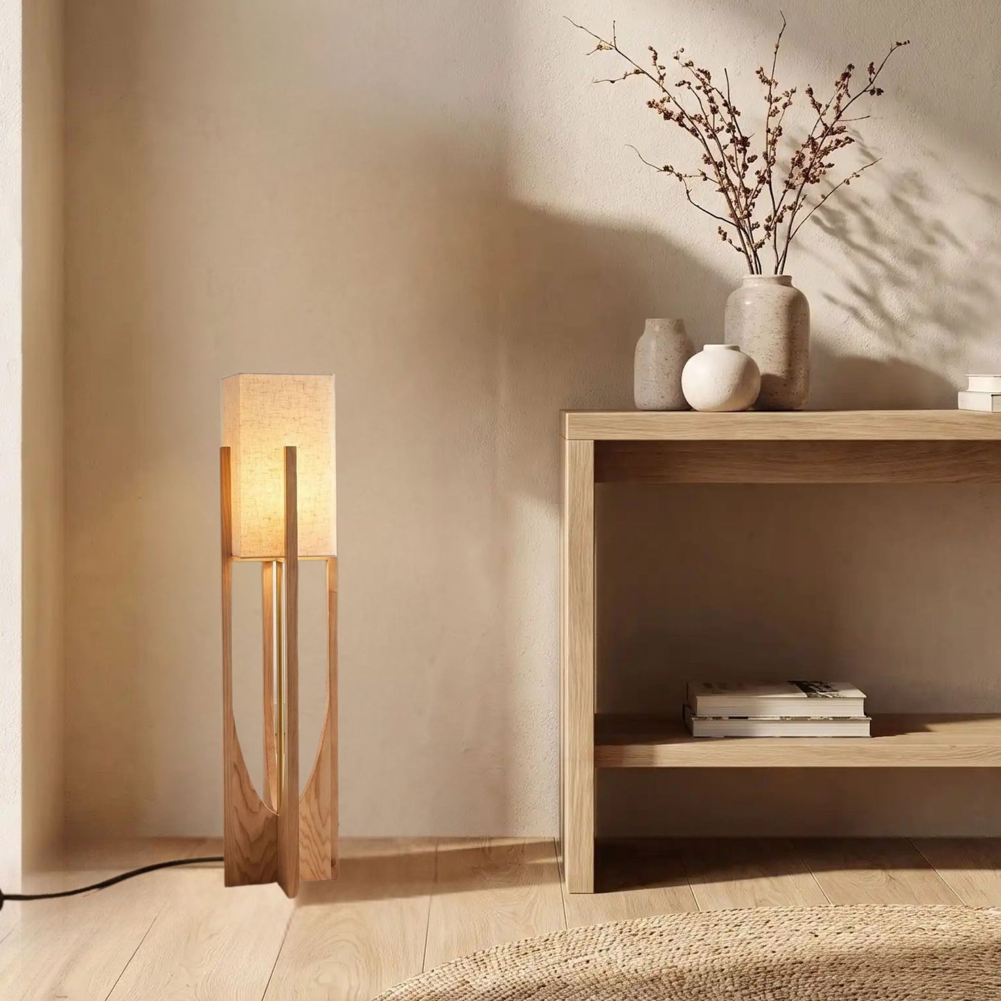 lampe à poser design naturel 82 cm style wabi sabi japonais