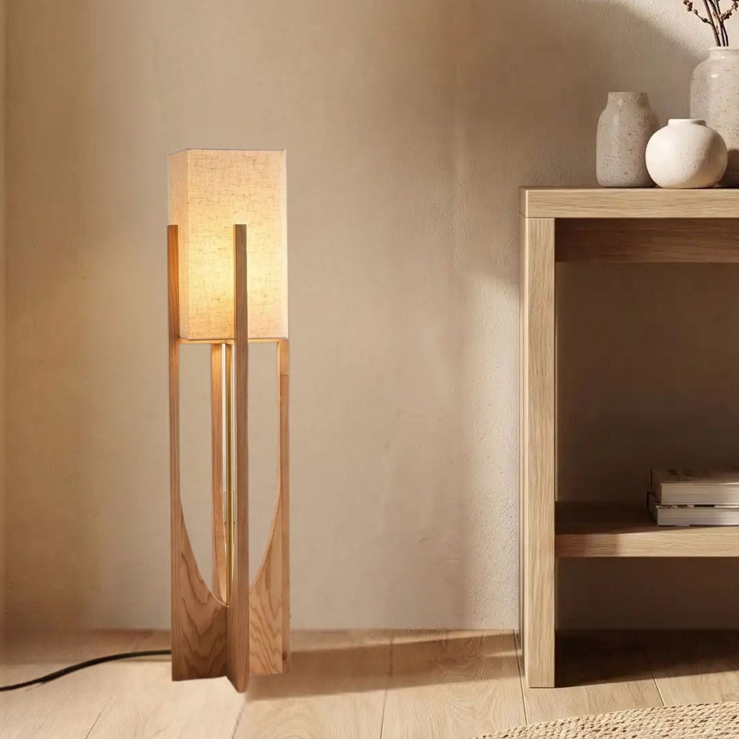 lampe à poser design naturel 82 cm vu rapproche style wabi sabi japonais