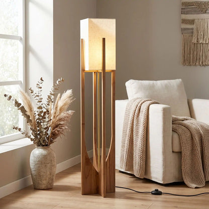 lampe à poser design noyer 145 cm style wabi sabi japonais
