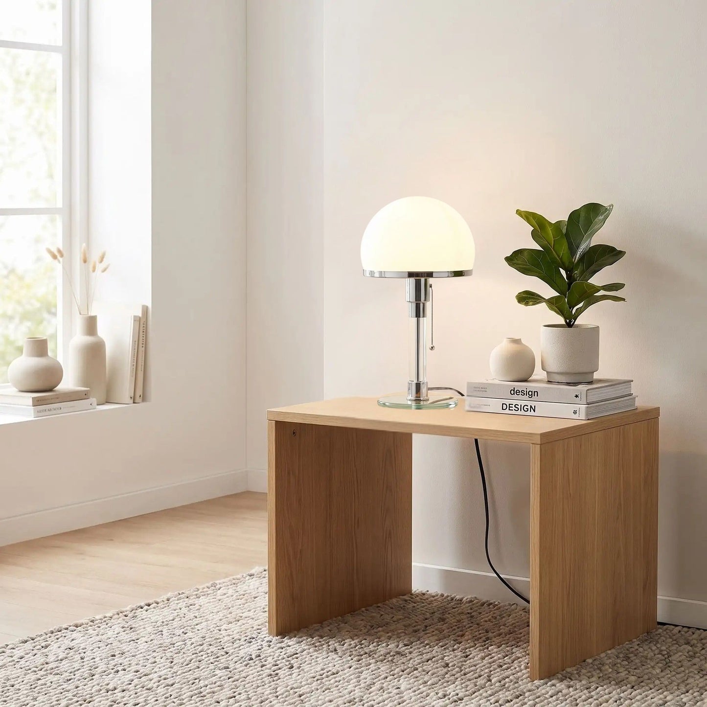 lampe à poser design table sejour bauhaus nordique verre depoli