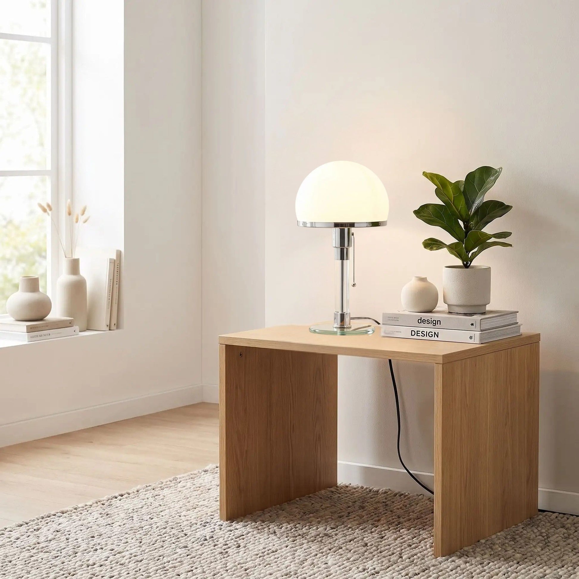 lampe à poser design table sejour bauhaus nordique verre depoli