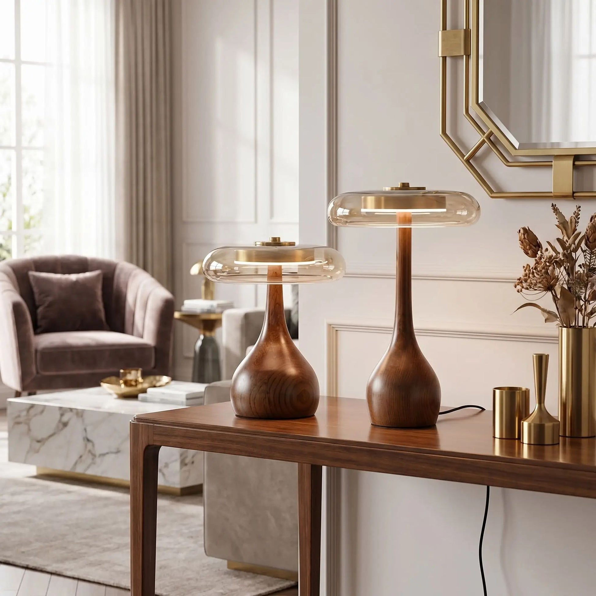 lampe a poser difference retro bois ambre
