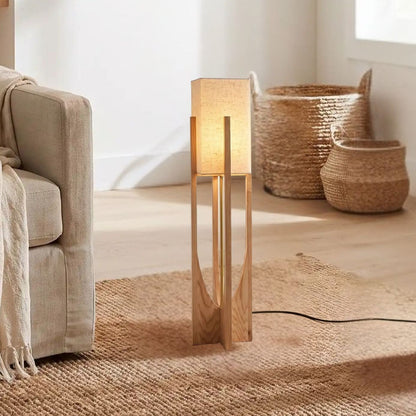 lampe à poser naturel 82 cm sejour avec couverture vu rapproche style wabi sabi japonais