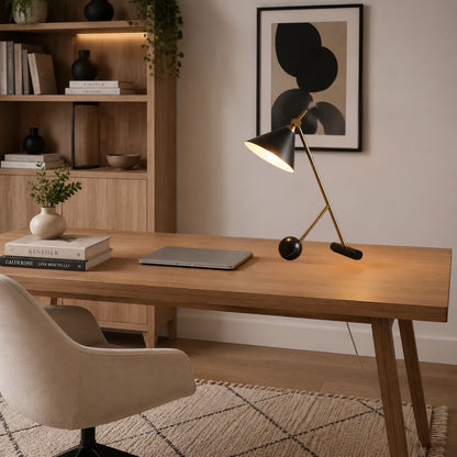 Lampe a bureau noir equilibre art deco
