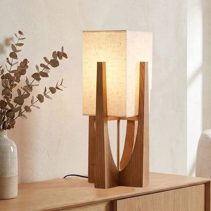 lampe à poser noyer 52 cm vu rapproche style wabi sabi japonais