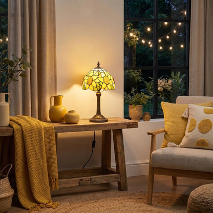 lampe a poser nuit tiffany jaune tournesol