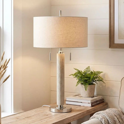 lampe à poser salon argent sur console sejour vu rapproche modern farmhouse port usb