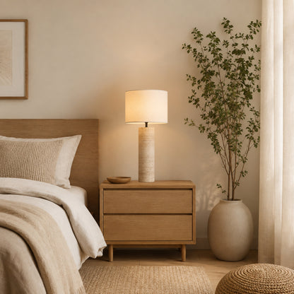 lampe à poser salon chambre roche de travertin naturelle