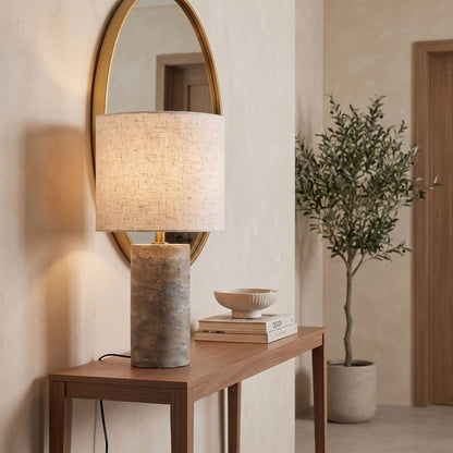 lampe à poser salon console roche de travertin naturelle