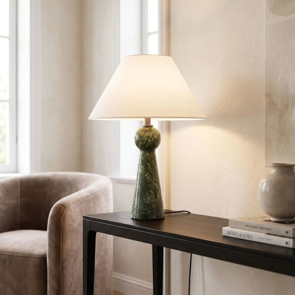 lampe à poser salon console sejour marbre vert sculpte