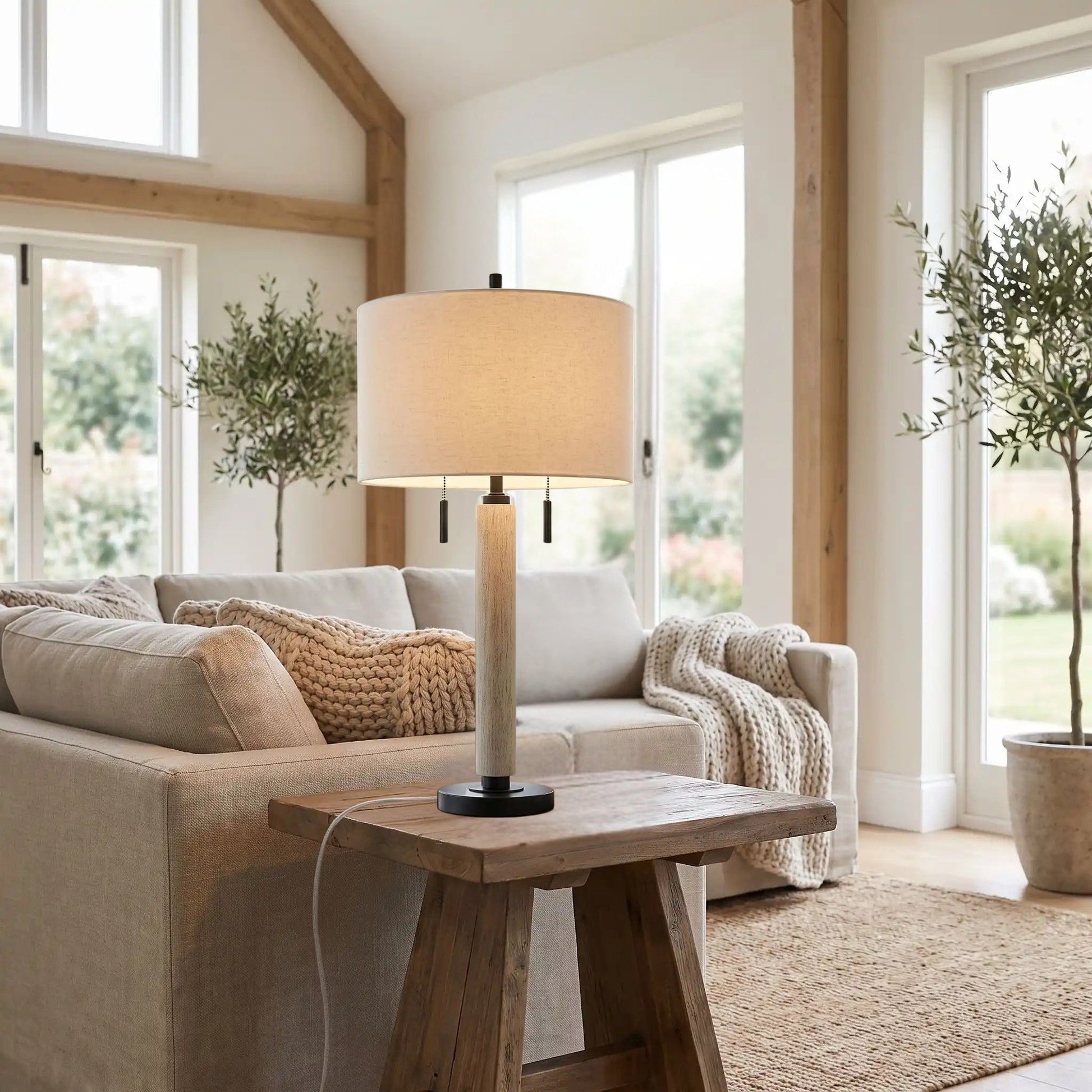 lampe à poser salon noir salle sejour modern farmhouse port usb