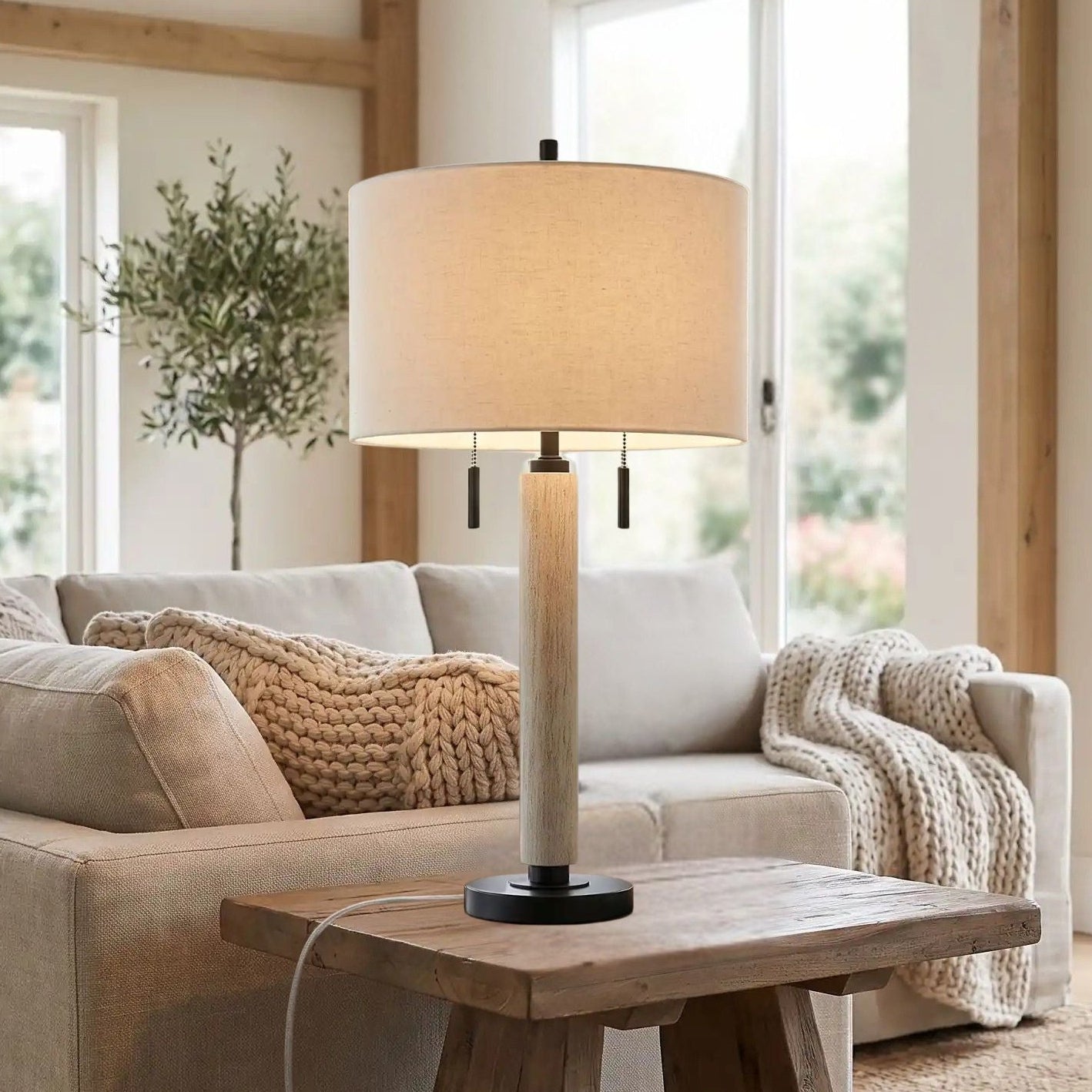 lampe à poser salon noir salle sejour vu rapproche modern farmhouse port usb