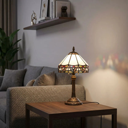 lampe a poser sejour avec canape tiffany blanche colore