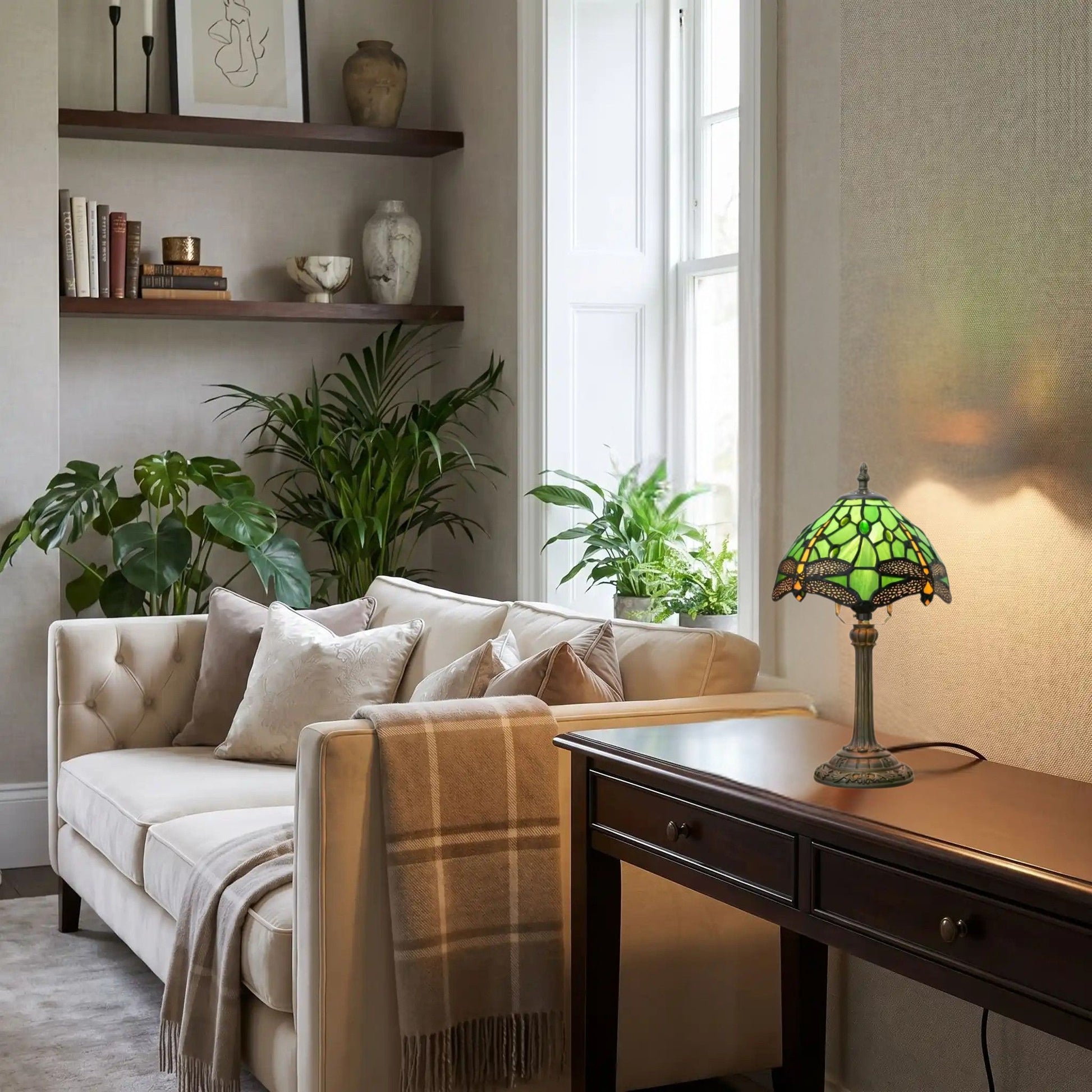 lampe a poser sejour avec canape tiffany libellule