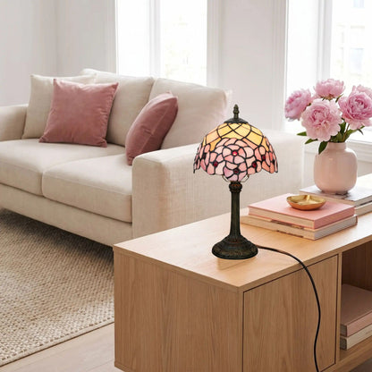 lampe a poser sejour avec fleur tiffany rose cerisier
