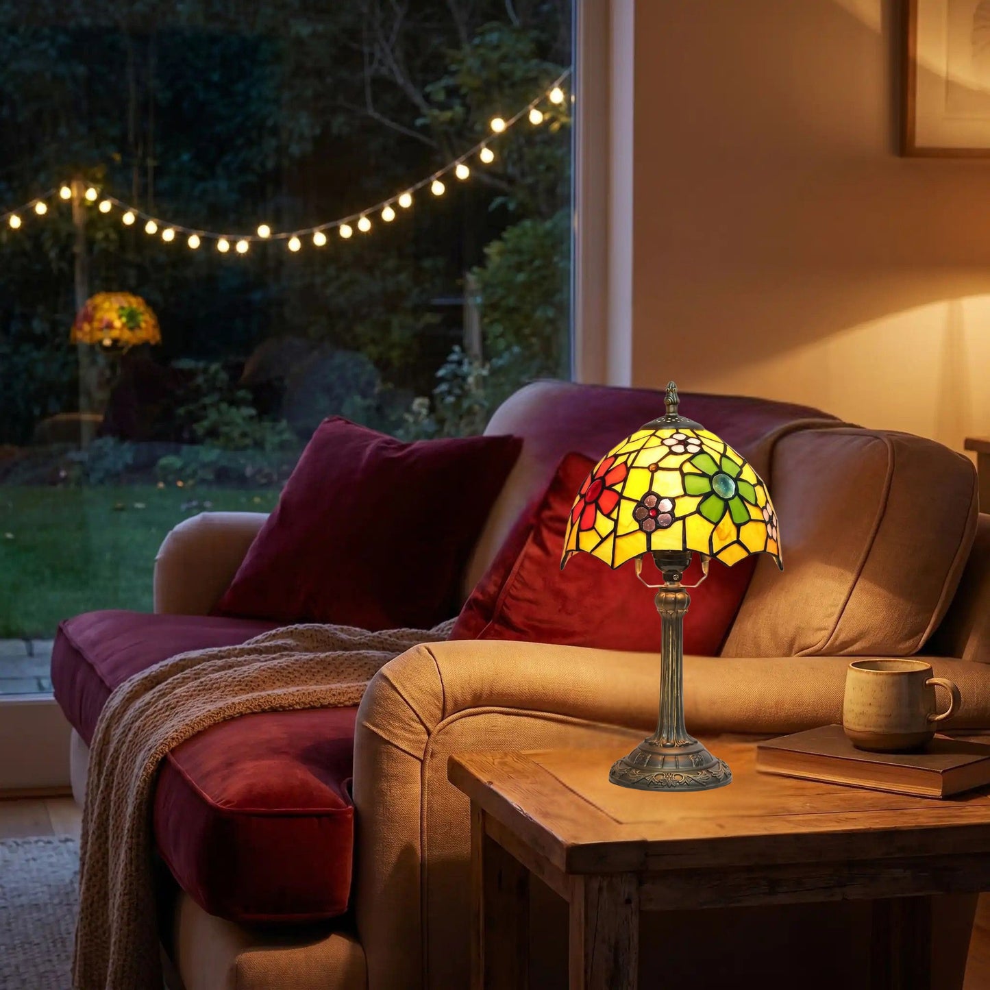 lampe a poser sejour nuit tiffany floral colore