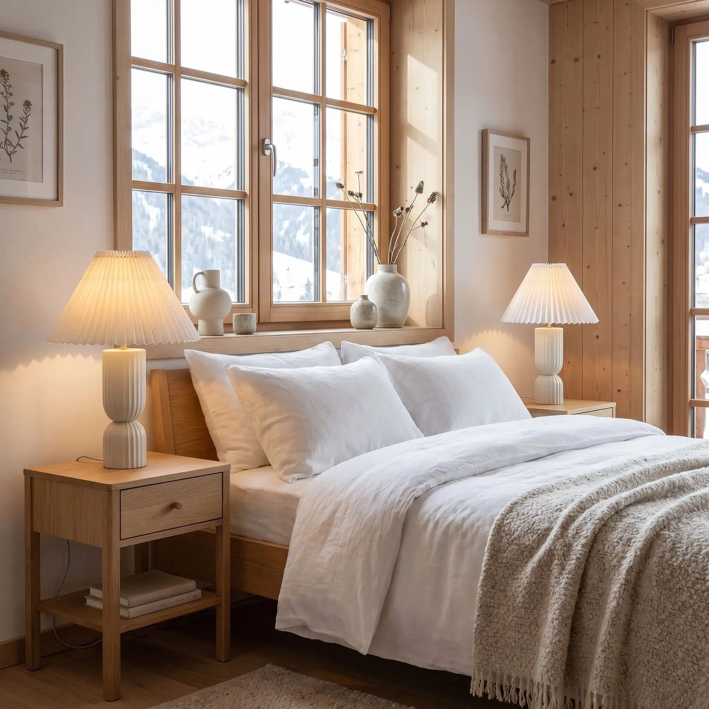 lampe à poser table chevet scandinave ceramique blanche