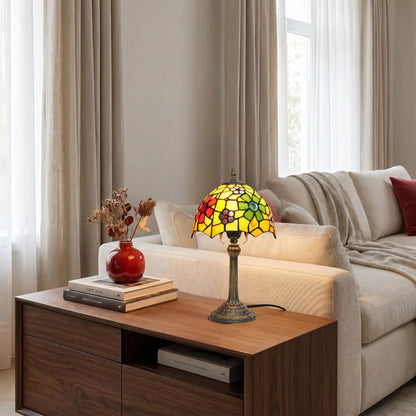 lampe a poser table sejour avec vase tiffany floral colore