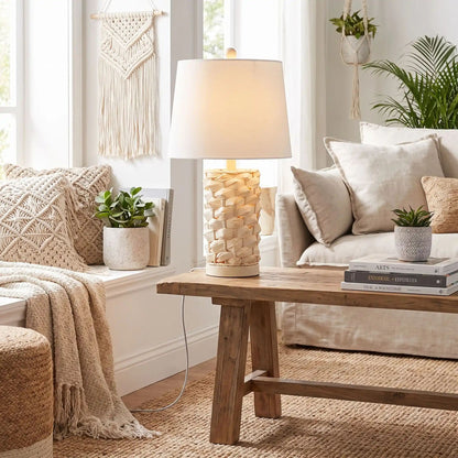 lampe à poser table sejour coastal rotin naturel