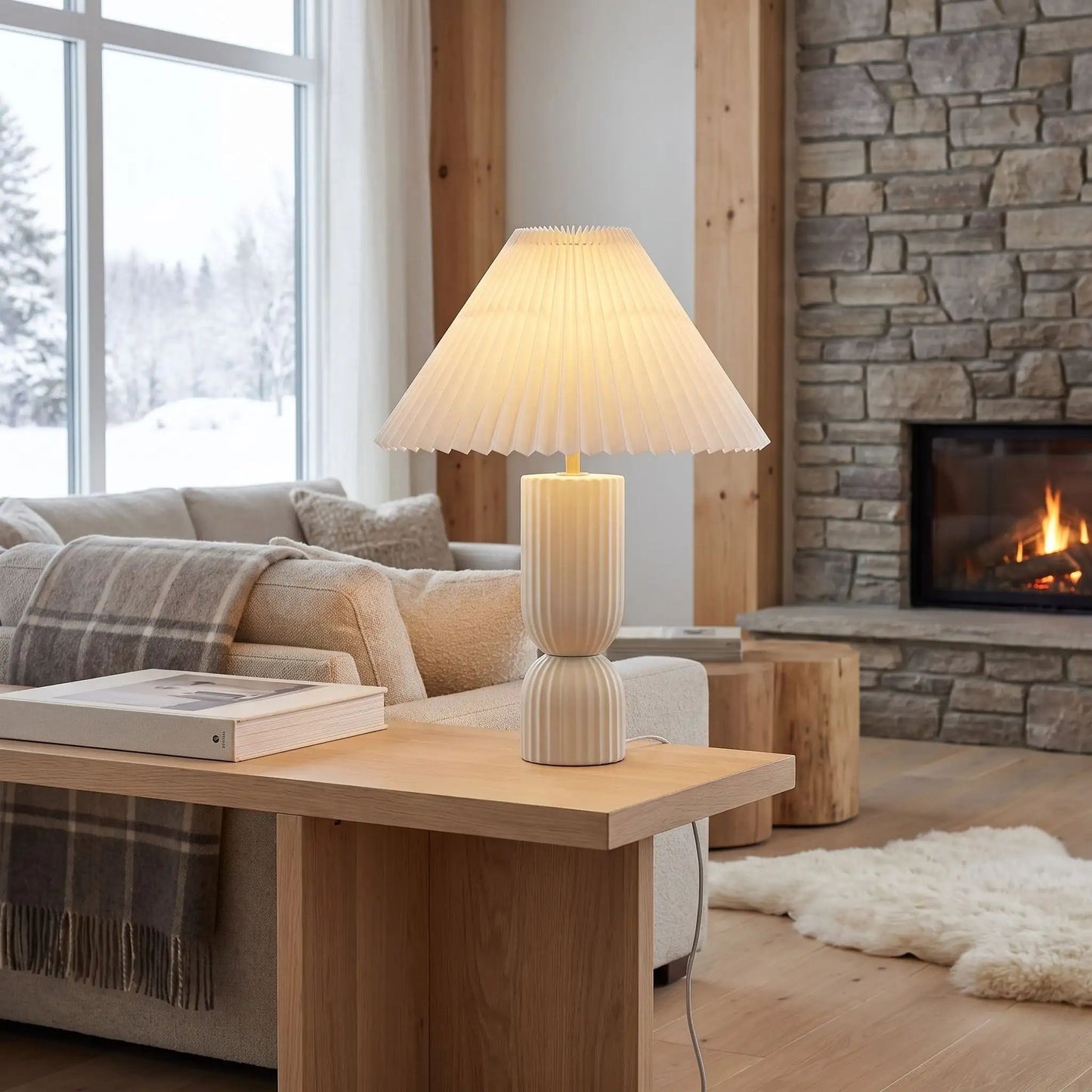 lampe à poser table sejour scandinave ceramique blanche