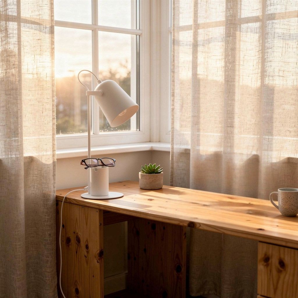lampe bureau blanc avec fenetre multifonction organisateur