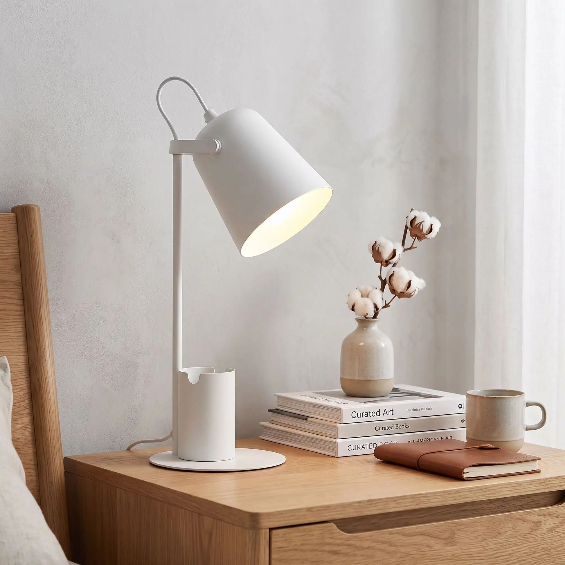 lampe bureau blanc support vide multifonction organisateur