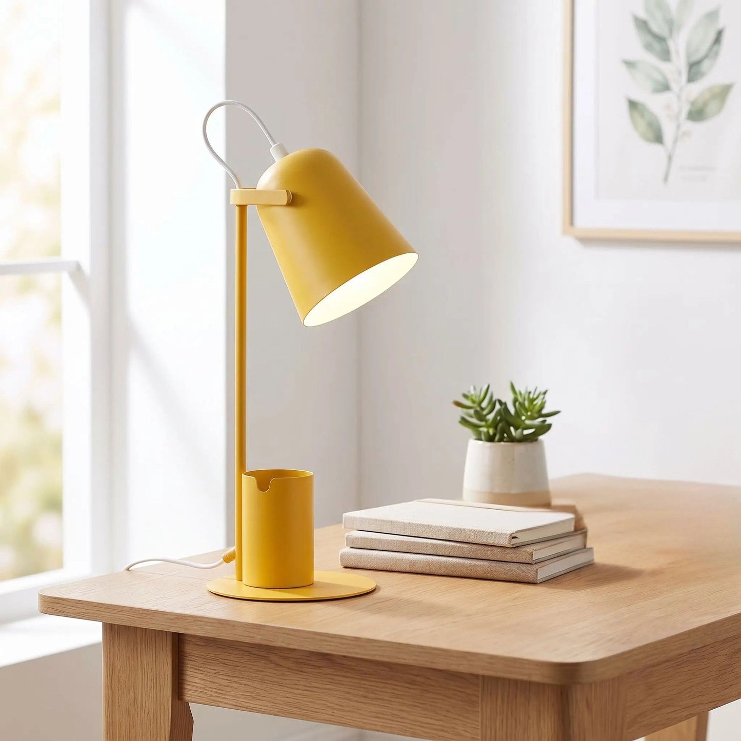 lampe bureau jaune support vide multifonction organisateur