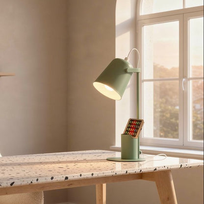 lampe bureau vert vu rapproche multifonction organisateur