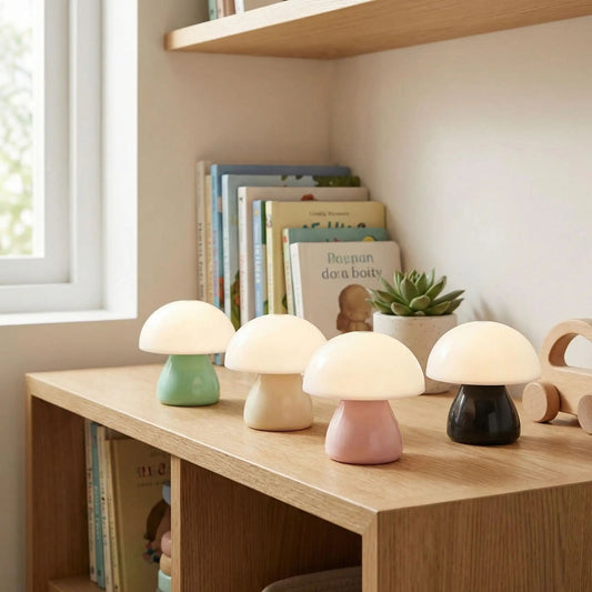 lampe champignon 4 couleurs mini tactile rechargeable