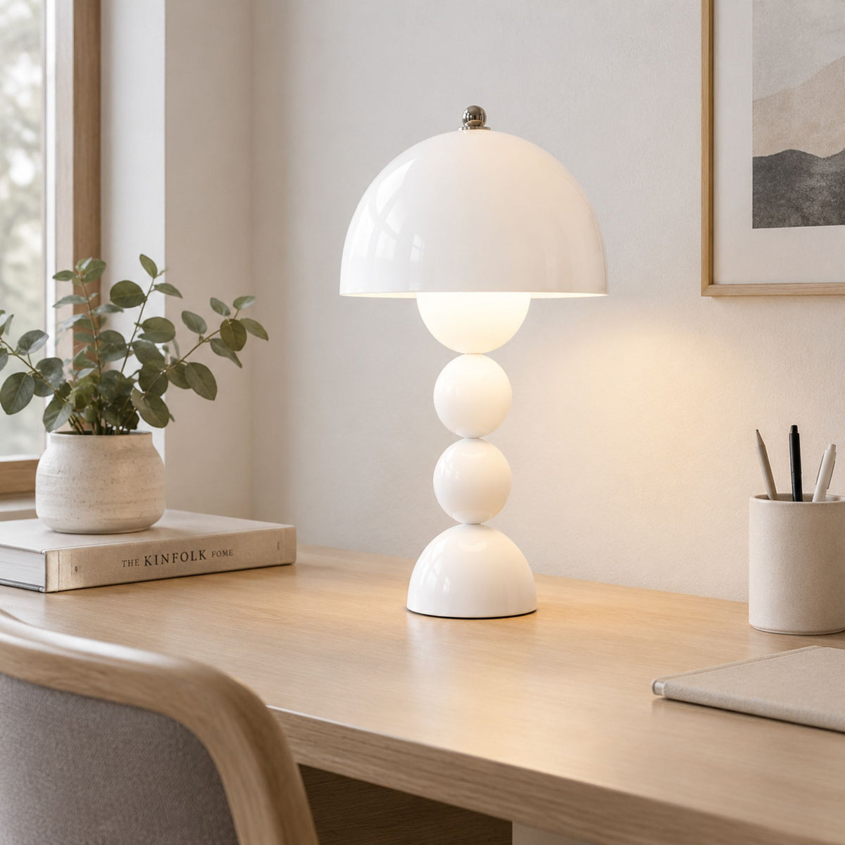 lampe champignon artistique rechargeable blanc bureau