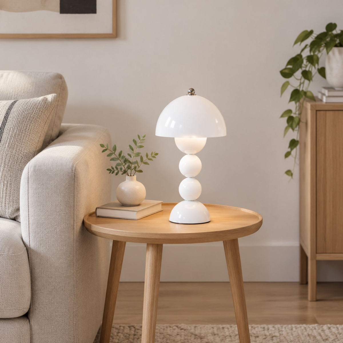 lampe champignon artistique rechargeable blanc sejour